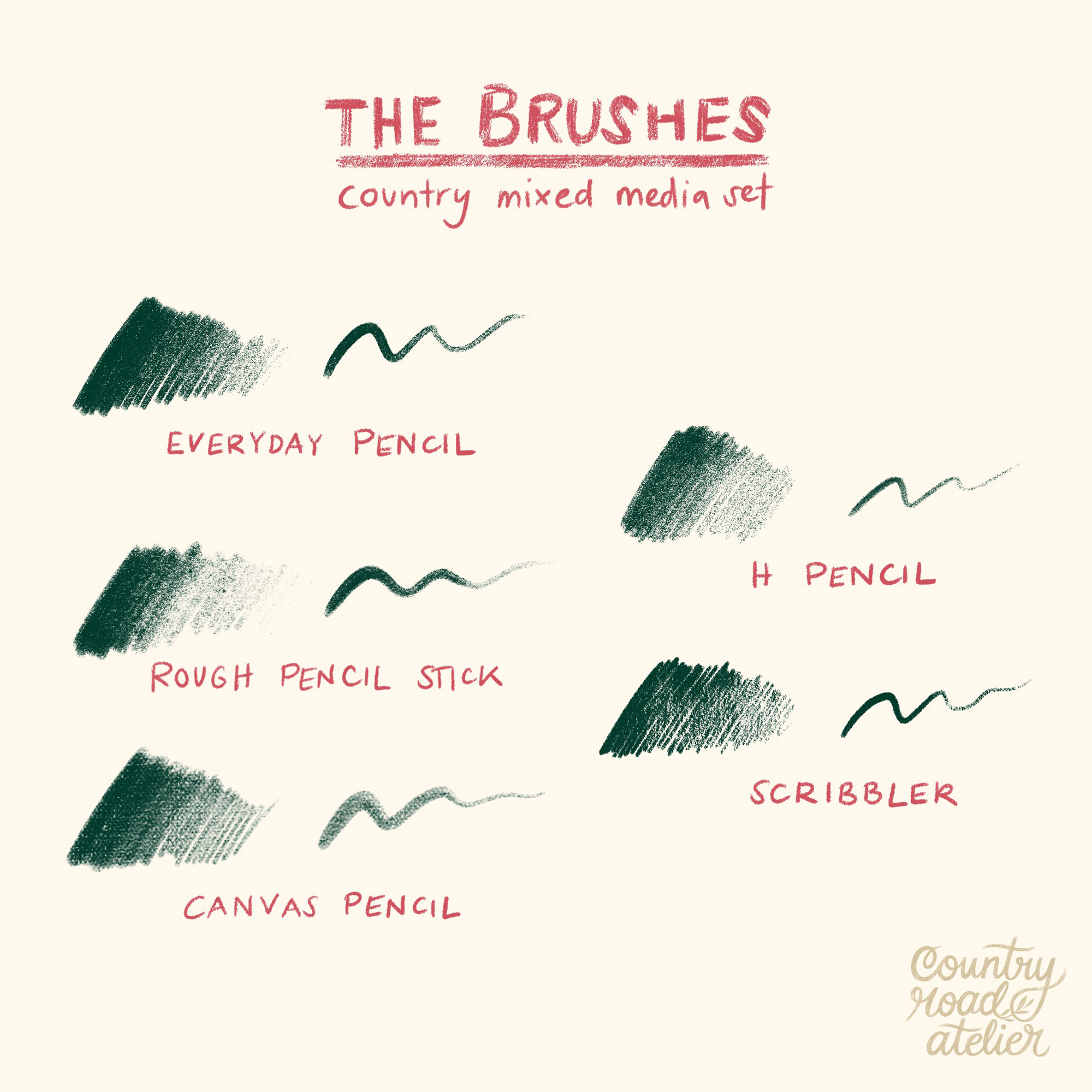 Country Mixed Media Brush Set for ProCreate Country Road Atelier